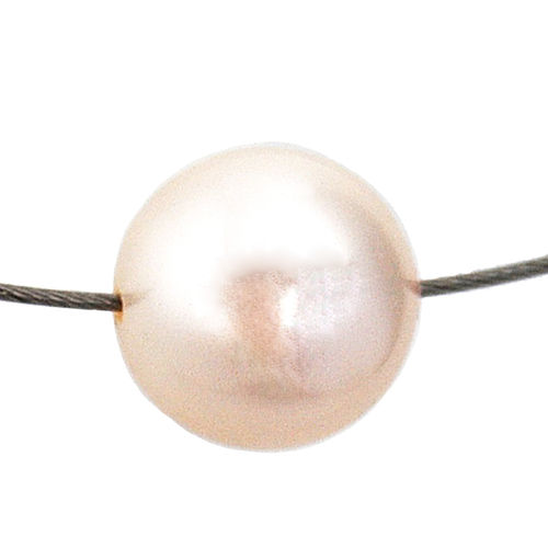 Grevenkämper Halsreif Swarovski Perle 12 mm Rund Edelstahl weiß beige Creamrose