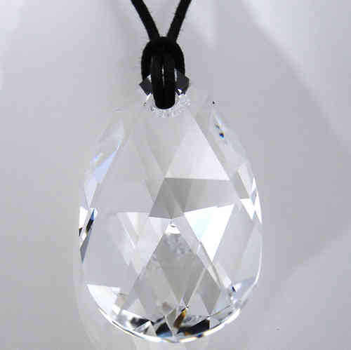 Grevenkämper Halskette Swarovski Kristall Tropfen Leinenband weiß klar Crystal