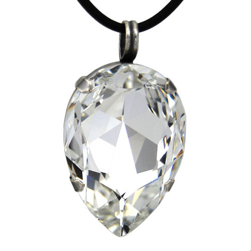 Grevenkämper Halskette Swarovski Kristall Tropfen Kautschukband weiß klar Crystal