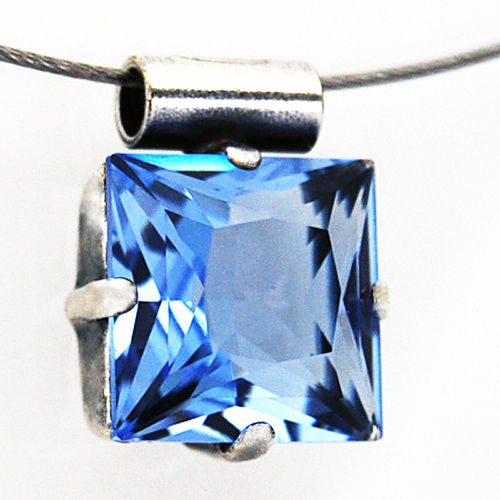 Grevenkämper Halsreif Swarovski Kristall Edelstahl Carrée blau Light Sapphire