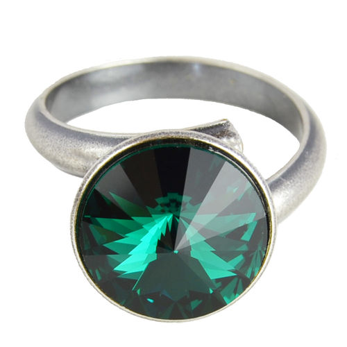 Grevenkämper Ring Swarovski Kristall verstellbar Rivoli Rund grün Emerald