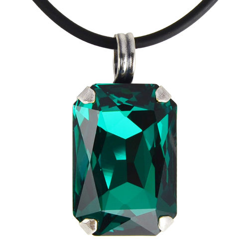 Grevenkämper Halskette Swarovski Kristall Silber Rechteck 26 mm grün Emerald