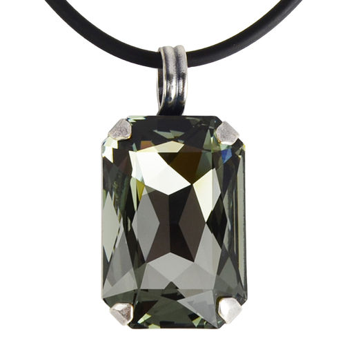 Grevenkämper Halskette Swarovski Kristall Silber Rechteck grau Black Diamond